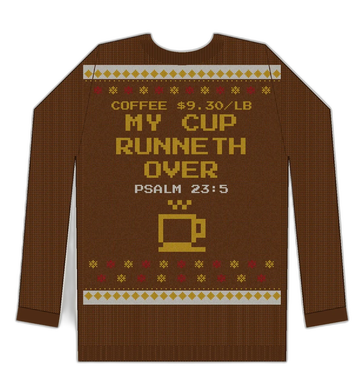 Cup Runneth Over ugly Christmas sweater mockup